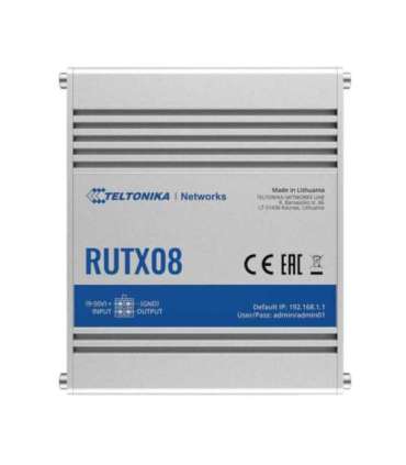 Industrial Router RUTX08 No Wi-Fi 10/100/1000 Mbit/s Ethernet LAN (RJ-45) ports 4 Mesh Support No MU-MiMO No