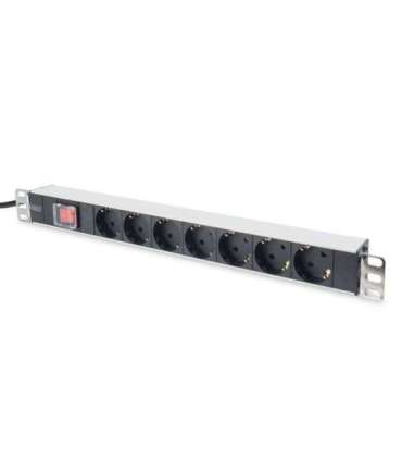 Aluminum outlet strip with switch DN-95402 Sockets quantity 7