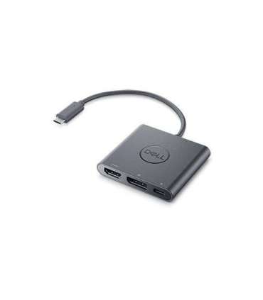 Dell Adapter USB-C to HDMI/DP with Power Pass-Through Black USB-C Male HDMI Female USB Female USB-C (power