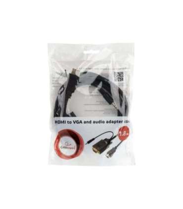 Cablexpert HDMI to VGA and  Audio Adapter Cable, Single Port, 1.8m, Black Cablexpert