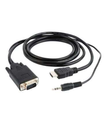 Cablexpert HDMI to VGA and  Audio Adapter Cable, Single Port, 1.8m, Black Cablexpert