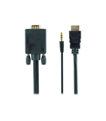 Cablexpert HDMI to VGA and  Audio Adapter Cable, Single Port, 1.8m, Black Cablexpert