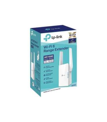 TP-LINK Extender RE505X 802.11ax 2.4GHz/5GHz 300+1200 Mbit/s 10/100/1000 Mbit/s Ethernet LAN (RJ-45) ports