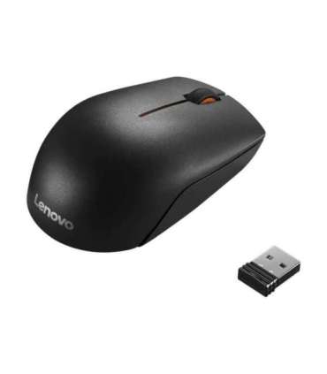 Lenovo Wireless Compact Mouse 300 Optical Mouse 2.4 GHz Wireless via Nano USB Black 1 year(s)