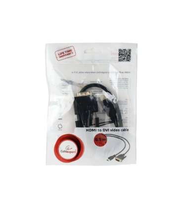 Gembird HDMI to DVI cable (Single Link) HDMI 19pin male DVI 18+1pin male HDMI to DVI-D 0.5 m