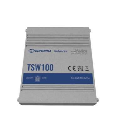 Teltonika Industiral POE+ Swith TSW100 Unmanaged Desktop Gigabit Ethernet (copper) ports quantity 5 Power