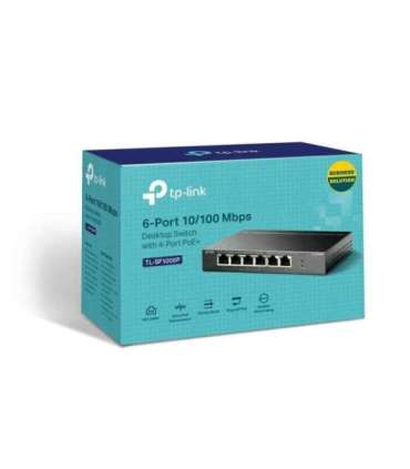 TP-LINK Switch TL-SF1006P Unmanaged Desktop 10/100 Mbps (RJ-45) ports quantity 6 PoE+ ports quantity 4 |