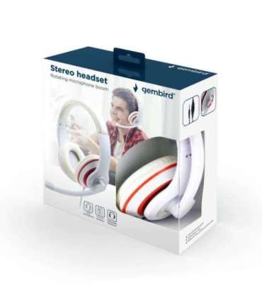 Gembird Stereo Headset MHS 03 WTRD 3.5 mm White with Red Ring Headset