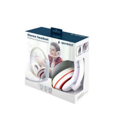Gembird Stereo Headset MHS 03 WTRD 3.5 mm White with Red Ring Headset