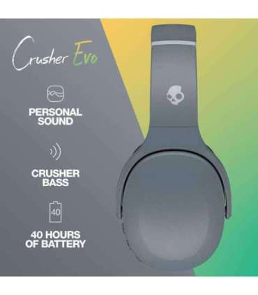 Skullcandy Wireless Headphones Crusher Evo Wireless Over-Ear Microphone Wireless Chill Grey