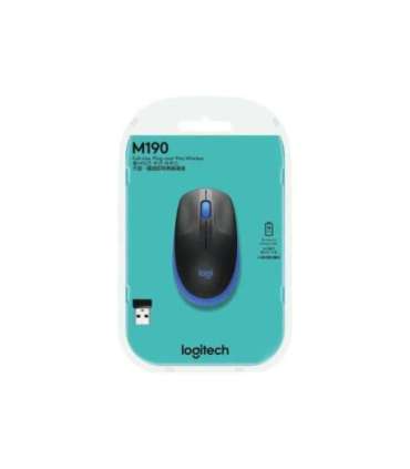 Logitech Full size Mouse M190 Wireless USB Blue