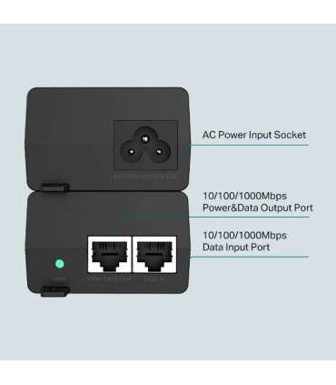 TP-LINK PoE+ Injector Adapter TL-POE160S 10/100/1000 Mbit/s Ethernet LAN (RJ-45) ports 1x10/100/1000Mbps RJ45