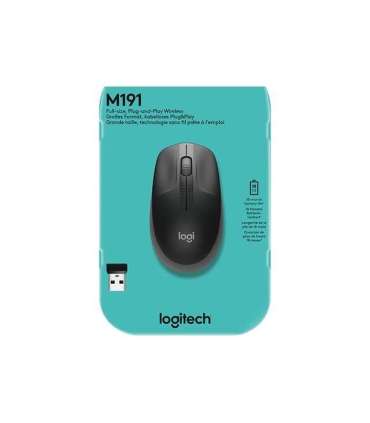 Logitech Full size Mouse M190 Wireless USB Charcoal