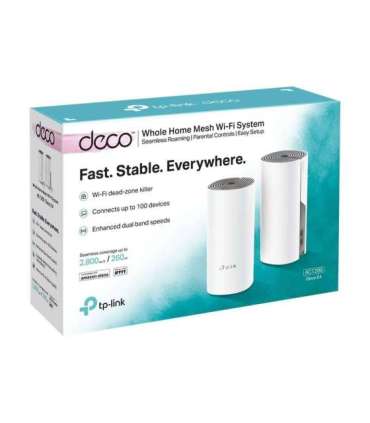 C1200 Whole Home Mesh Wi-Fi System Deco E4 (2-pack) 802.11ac 867+300 Mbit/s 10/100 Mbit/s Ethernet LAN (RJ-45)