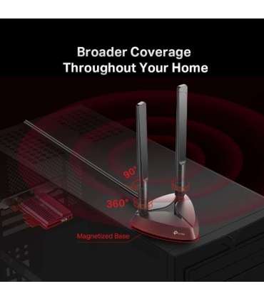 TP-LINK TX3000E AX3000 Wi-Fi 6 Bluetooth 5.0 PCIe Adapter 2.4GHz/5GHz Antenna type 2xHigh-Gain External Antennas