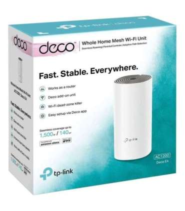 Whole Home Mesh Wi-Fi System Deco E4 (1-pack) 802.11ac 867+300 Mbit/s 10/100 Mbit/s Ethernet LAN (RJ-45) ports