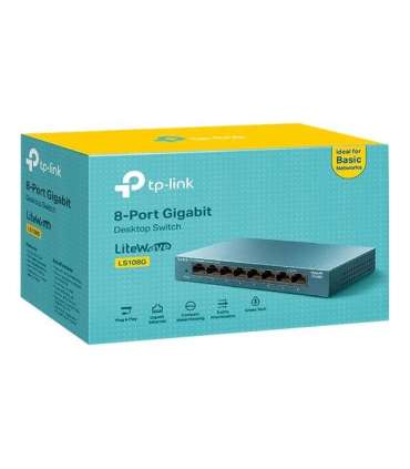 TP-LINK 8-Port 10/100/1000Mbps Desktop Network Switch LS108G Unmanaged Desktop Power supply type External