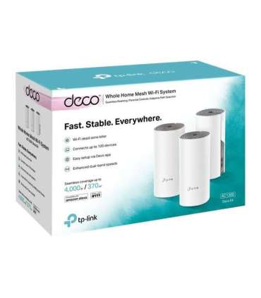 Whole Home Mesh Wi-Fi System Deco E4 (3-pack) 802.11ac 867+300 Mbit/s 10/100 Mbit/s Ethernet LAN (RJ-45) ports
