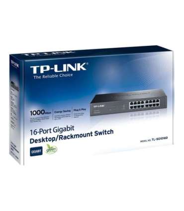 TP-LINK 16-Port Gigabit Switch TL-SG1016D Unmanaged Desktop/Rackmountable