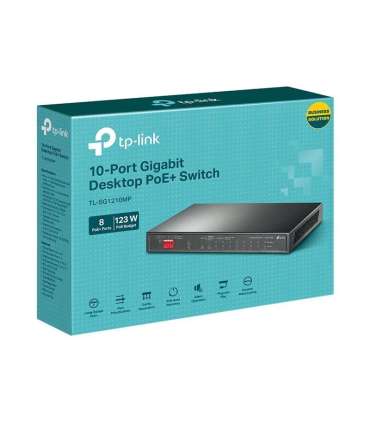 TP-LINK 10-Port Gigabit Easy Smart Switch with 8-Port PoE+ TL-SG1210MP Unmanaged Desktop Power supply type
