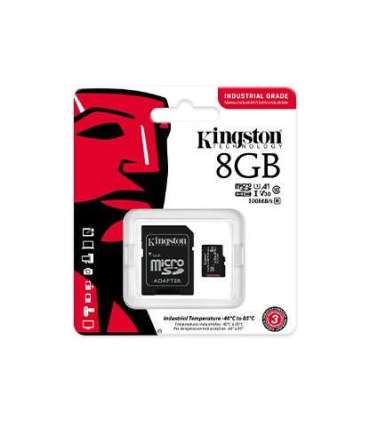 Kingston UHS-I 8 GB microSDHC/SDXC Industrial Card Flash memory class Class 10, UHS-I, U3, V30, A1 SD Adapter
