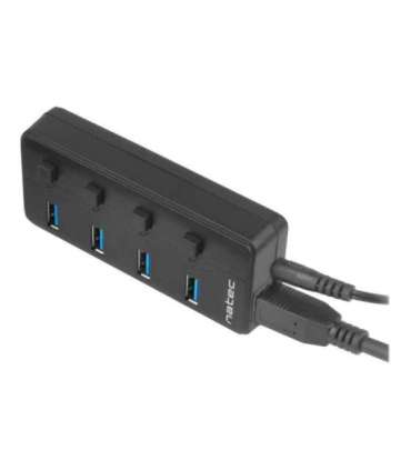 Natec USB 3.0 HUB, Mantis 2, 4-Port, On/Off with AC Adapter Natec 4 Port Hub With USB 3.0 Mantis NHU-1557 Black