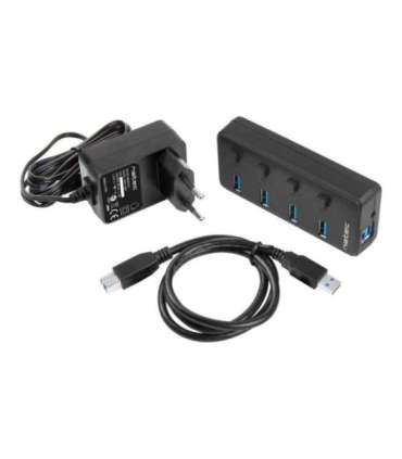 Natec USB 3.0 HUB, Mantis 2, 4-Port, On/Off with AC Adapter Natec 4 Port Hub With USB 3.0 Mantis NHU-1557 Black
