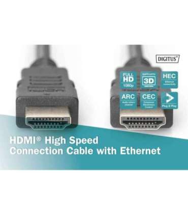 Digitus High Speed HDMI Cable with Ethernet AK-330114-030-S HDMI male (type A) HDMI male (type A) HDMI to HDMI