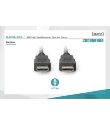 Digitus High Speed HDMI Cable with Ethernet AK-330114-030-S HDMI male (type A) HDMI male (type A) HDMI to HDMI