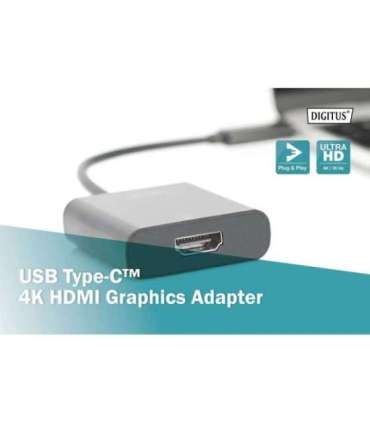 Digitus USB Type-C to HDMI Adapter DA-70852 Black USB Type-C 0.15 m
