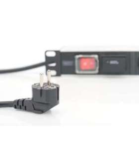 Digitus 1U Aluminum PDU, rackmountable, 7x safety outlet 16A Plug, 250VAC 50/60Hz, switch, surge protection DN-95407