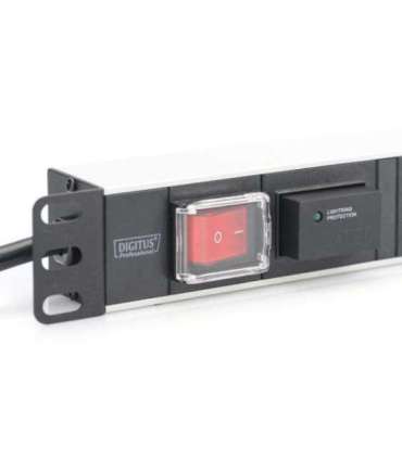 Digitus 1U Aluminum PDU, rackmountable, 7x safety outlet 16A Plug, 250VAC 50/60Hz, switch, surge protection DN-95407