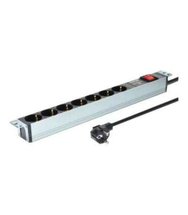Digitus 1U Aluminum PDU, rackmountable, 7x safety outlet 16A Plug, 250VAC 50/60Hz, switch, surge protection DN-95407