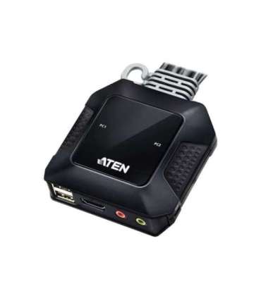 Aten 2-Port USB 4K HDMI Cable KVM Switch with Remote Port Selector CS22H-AT