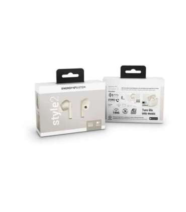 Energy Sistem Earphones True Wireless Style 2 Champagne (True Wireless Stereo, BT 5.1, Deep Bass, Charging Case) |