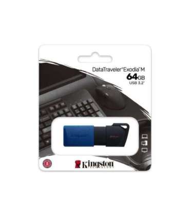 Kingston USB 3.2 Flash Drive DataTraveler Exodia M 64 GB USB 3.2 Black/Blue