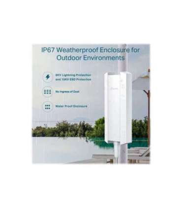 TP-LINK AX1800 Indoor/Outdoor WiFi 6 Access Point EAP610-Outdoor 802.11ax 2.4 GHz/5 GHz 1201+574 Mbit/s |