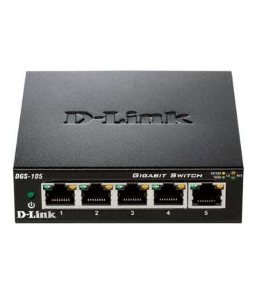 D-Link Ethernet Switch DGS-105/E Unmanaged Desktop Gigabit Ethernet (copper) ports quantity 5 60 month(s)