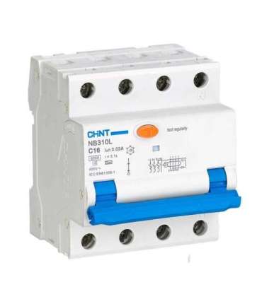 Chint Circuit breaker RCBO, NB310L/3N, 3P+N, C20, 30mA, A, 6kA NB310L3PN30MAA20C