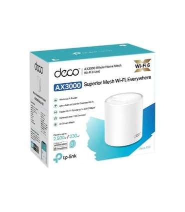 AX3000 Whole Home Mesh WiFi 6 Unit Deco X50 (1-pack) 802.11ax 574+2402 Mbit/s Ethernet LAN (RJ-45) ports 3 |