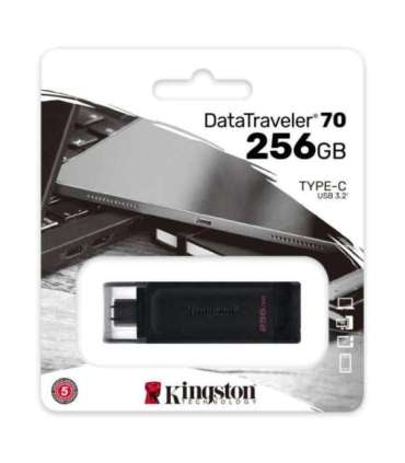Kingston USB Flash Drive DataTraveler 70 256 GB USB 3.2 Gen 1 Type-C Black