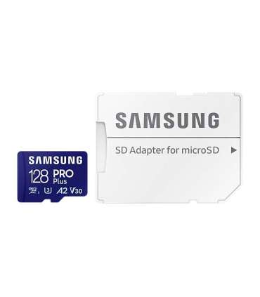 Samsung MicroSD Card with SD Adapter PRO Plus 128 GB microSDXC Memory Card Flash memory class U3, V30, A2 SD