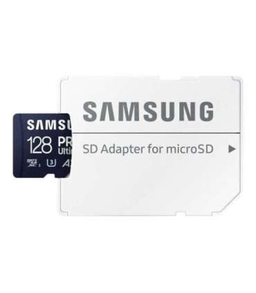 Samsung MicroSD Card PRO Ultimate 128 GB microSDXC Memory Card Flash memory class U3, V30, A2 SD adapter