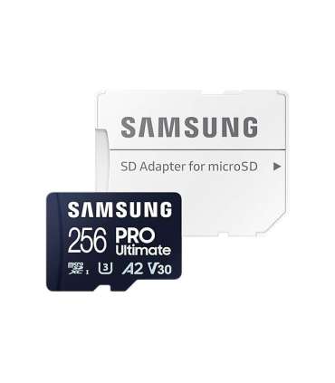 Samsung MicroSD Card PRO Ultimate 256 GB microSDXC Memory Card Flash memory class U3, V30, A2 SD adapter