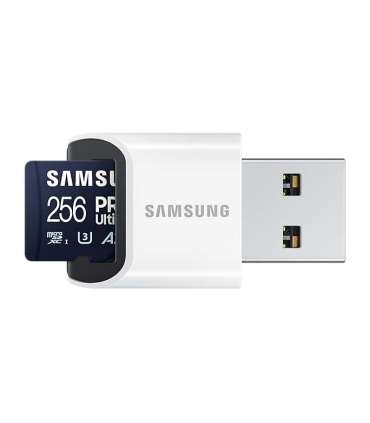 Samsung MicroSD Card with Card Reader PRO Ultimate 256 GB microSDXC Memory Card Flash memory class U3, V30, A2
