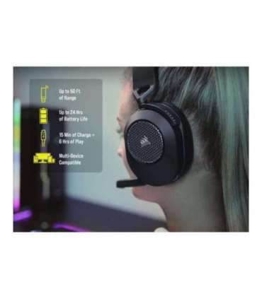 Corsair Gaming Headset HS65 Wireless Over-Ear Microphone Wireless Carbon