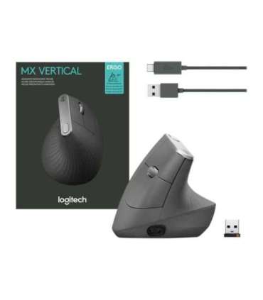 Logitech Ergonomic Mouse MX VERTICAL Wireless USB, Bluetooth Graphite
