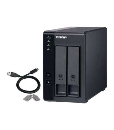 QNAP 2 Bay USB Type-C Direct Attached Storage with Hardware RAID TR-002 Micro 6 GB Black