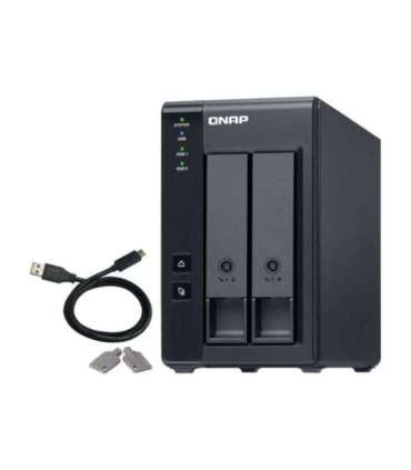 QNAP 2 Bay USB Type-C Direct Attached Storage with Hardware RAID TR-002 Micro 6 GB Black