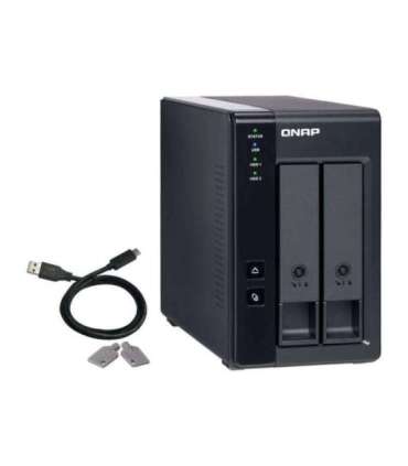 QNAP 2 Bay USB Type-C Direct Attached Storage with Hardware RAID TR-002 Micro 6 GB Black